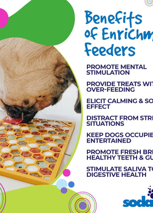 Honeycomb eMat - Enrichment Lick Mat for Dogs and Cats | eMat Enrichment Toy for Anxiety Relief | SodaPup