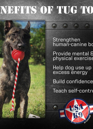 USA-K9 Stars and Stripes Rubber Dog Toy | K9 Handler Reward Toy | Red | USA Made
