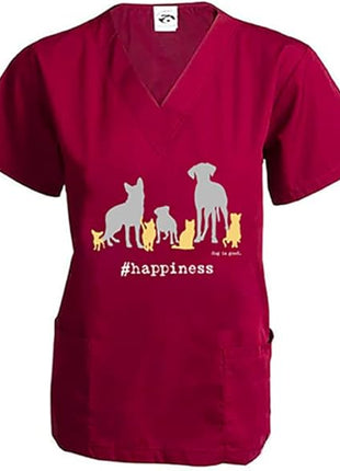 Scrub Top: #Happiness (Wine)