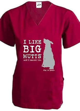 Scrub Top: I Like Big Mutts (Wine)