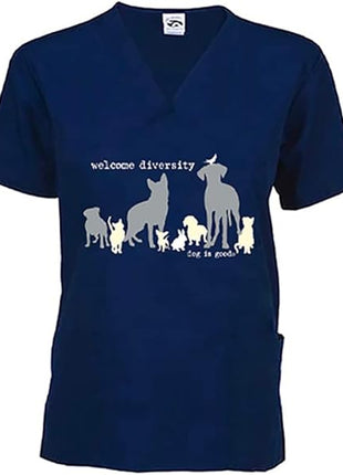 Scrub Top: Welcome Diversity (Navy)