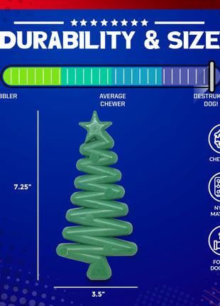 Christmas Tree Nylon Dog Chew Toy for Aggressive Chewers | USA Made & FDA Compliant