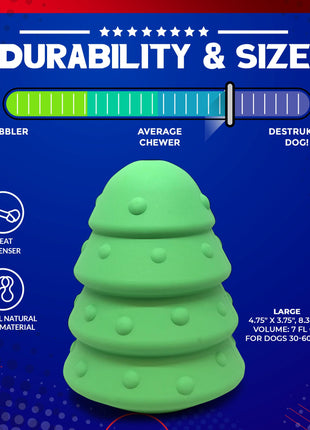 Christmas Tree Dog Toy - Durable Rubber Chew Toy for Large Dogs | USA Made