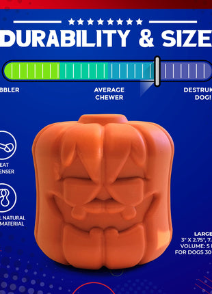 Jack O' Lantern Dog Toy - Durable Halloween Chew Toy for Large Dogs | USA Made