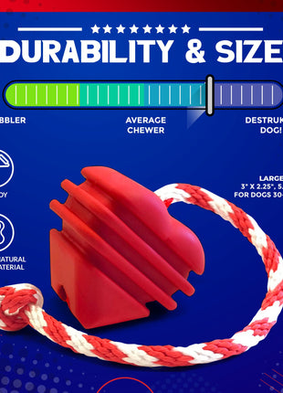 Heart on a String Dog Toy - Durable Rubber Tug Toy for Large Dogs | USA Made