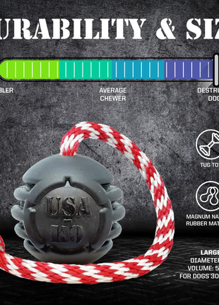 USA-K9 Magnum Stars and Stripes Rubber Dog Toy | K9 Handler Reward Toy | USA Made