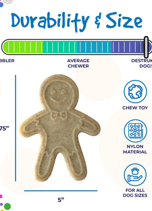 Gingerbread Man Nylon Dog Chew Toy for Aggressive Chewers | USA Made