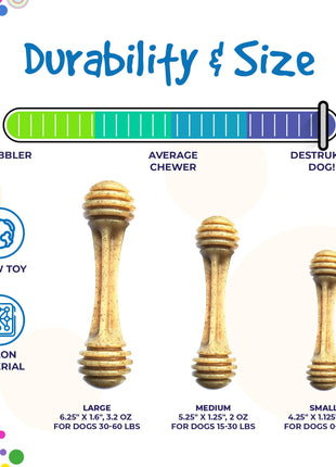 Honey Bone Nylon Dog Toy for Aggressive Chewers | Indestructible | USA Made