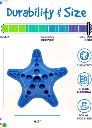 Starfish Nylon Dog Chew Toy for Aggressive Chewers | USA Made | SodaPup