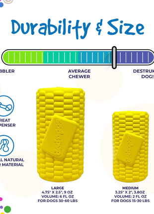 Corn on the Cob Dog Toy - Durable Rubber Treat Dispenser | USA Made