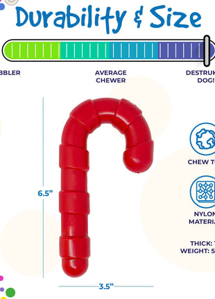 Candy Cane Nylon Dog Toy for Aggressive Chewers | USA Made | SodaPup