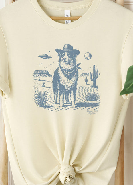 Australian Shepherd Aussie Cowboy Ink Space UFO T-Shirt