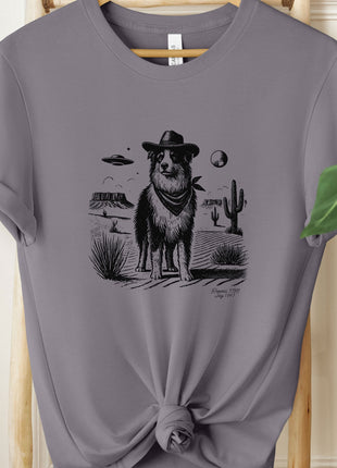 Australian Shepherd Aussie Cowboy Ink Space UFO T-Shirt