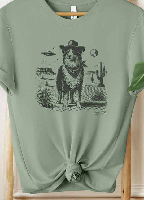 Australian Shepherd Aussie Cowboy Ink Space UFO T-Shirt
