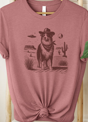 Australian Shepherd Aussie Cowboy Ink Space UFO T-Shirt