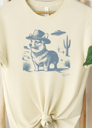 Corgi Cowboy Ink Space Cowboy UFO T-Shirt