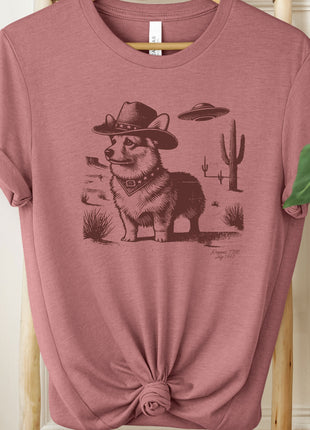 Corgi Cowboy Ink Space Cowboy UFO T-Shirt