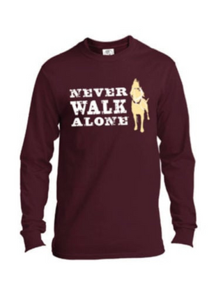 Long Sleeve T-shirt: Never Walk Alone (Maroon)