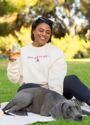Crew Neck Fleece: Wine & My Dog