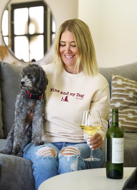 Crew Neck Fleece: Wine & My Dog