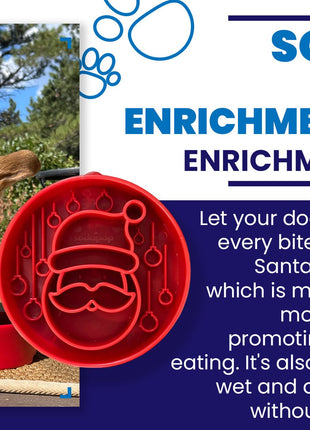 Santa Christmas eBowl Deep Slow Feeder Dog Bowl for Enrichment | USA Made