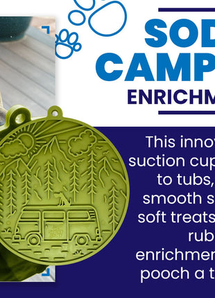 Camp eMat - Enrichment Lick Mat For Dogs and Cats - with Suction Cups | Retro Van Design | USA Made
