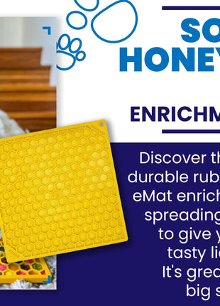 Honeycomb eMat - Enrichment Lick Mat for Dogs and Cats | eMat Enrichment Toy for Anxiety Relief | SodaPup