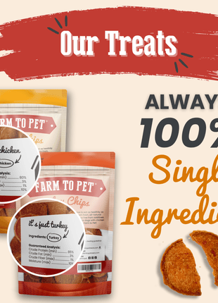 Turkey & Chicken Chip Dog Treat Duo | Single-Ingredient Poultry Treats for Dogs