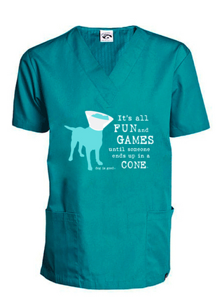 Scrub Top: It’s All Fun and Games Until Someone Ends Up in a Cone® (Teal)
