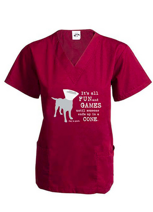 Scrub Top: It’s all fun and games until someone ends up in a cone® (Wine)