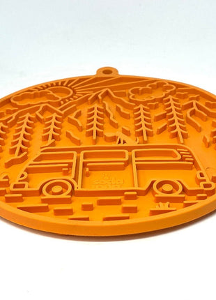 Camp eMat - Enrichment Lick Mat For Dogs and Cats - with Suction Cups | Retro Van Design | USA Made
