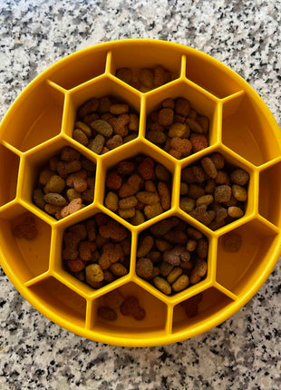 Honeycomb eBowl Deep Slow Feeder Dog Bowl for Enrichment | USA Made