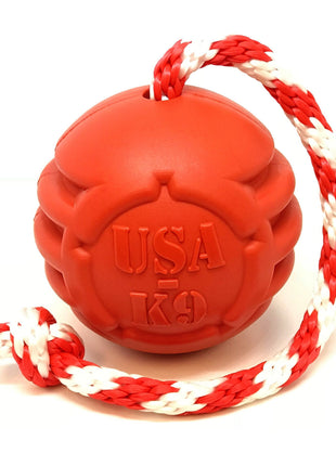 USA-K9 Stars and Stripes Rubber Dog Toy | K9 Handler Reward Toy | Red | USA Made