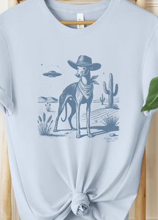 Italian Greyhound Whippet Iggy Cowboy Ink Space UFO T-Shirt