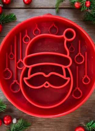 Santa Christmas eBowl Deep Slow Feeder Dog Bowl for Enrichment | USA Made