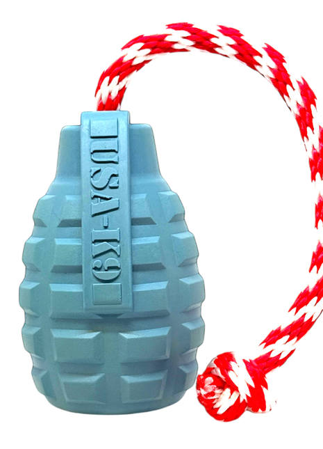 USA-K9 Grenade Shaped Rubber Dog Toy - Chew, Treat Dispenser & Tug Toy | USA