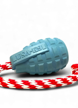 USA-K9 Grenade Shaped Rubber Dog Toy - Chew, Treat Dispenser & Tug Toy | USA