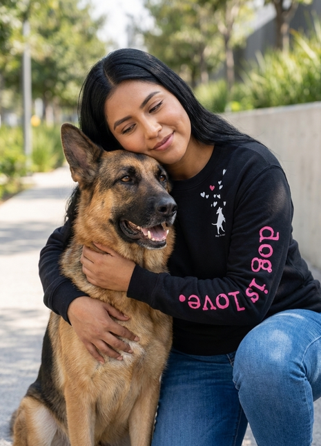 Crewneck Fleece: Dog is Love (Black)