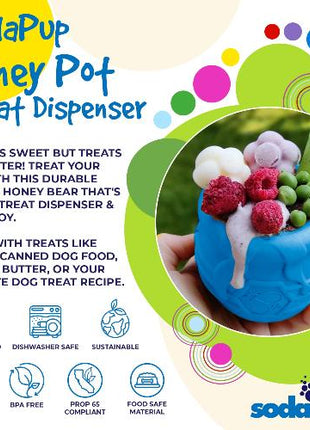 Honey Pot Dog eCup Treat Dispenser | Durable PUP-X Rubber Enrichment Toy | USA Made