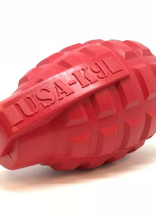 USA-K9 Grenade Rubber Dog Chew Toy | K9 Handler Reward Toy | Red & Blue | USA Made