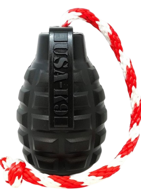 USA-K9 Magnum Grenade - Black Magnum Rubber Chew Toy for Extreme Chewers | USA Made