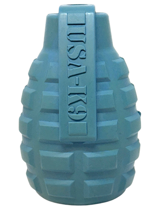 USA-K9 Grenade Rubber Dog Chew Toy | K9 Handler Reward Toy | Red & Blue | USA Made
