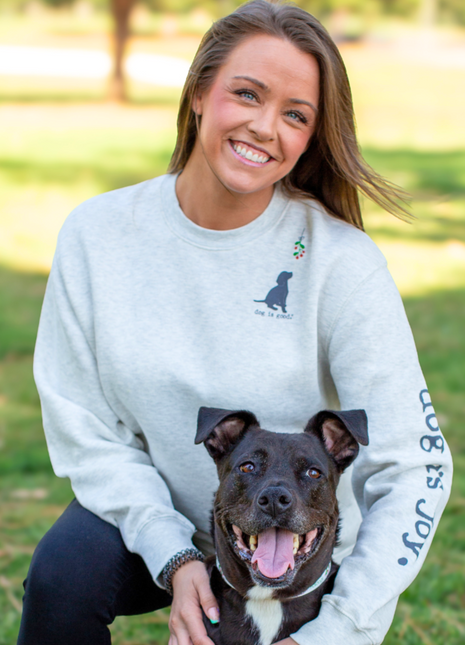 Crew Neck Fleece: Dog is Joy-Mistletoe (Holiday)