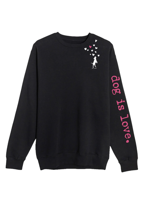 Crewneck Fleece: Dog is Love (Black)