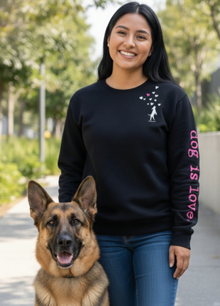 Crewneck Fleece: Dog is Love (Black)