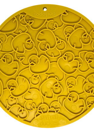 Rubber Duckies emat - Enrichment Lick Mat for Dogs and Cats - with Suction Cups | Bath Time Design | SodaPup USA Made