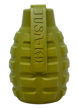 USA-K9 Grenade Shaped eDispenser Durable Dog Chew Toy & Treat Dispenser - Army Green