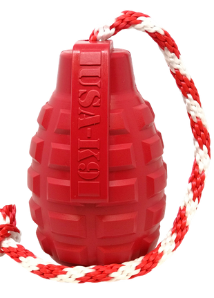 USA-K9 Grenade Rubber Dog Chew Toy | K9 Handler Reward Toy | Blue | USA Made