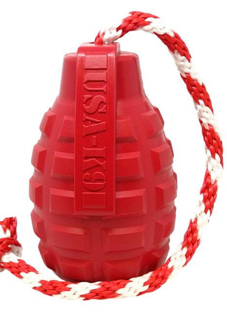 USA-K9 Grenade Rubber Dog Chew Toy | K9 Handler Reward Toy | Blue | USA Made