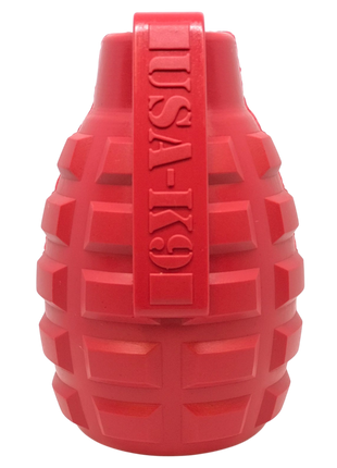 USA-K9 Grenade Rubber Dog Chew Toy | K9 Handler Reward Toy | Red & Blue | USA Made